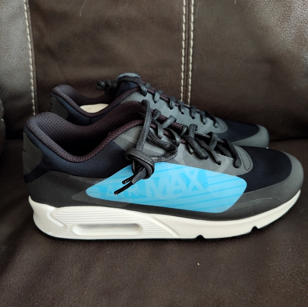 New Nike Air Max 90 AJ7182-002 GPX Black/Laser Blue Sneakers Men's Size 11